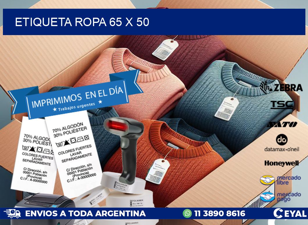 ETIQUETA ROPA 65 x 50