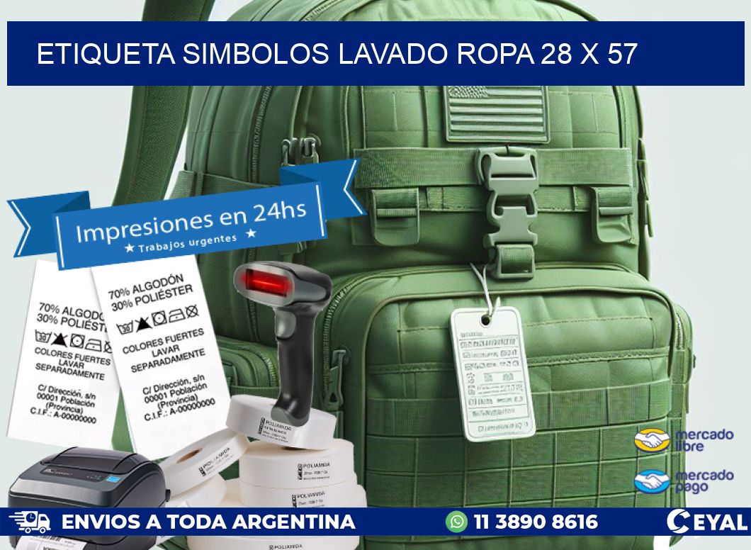 ETIQUETA SIMBOLOS LAVADO ROPA 28 x 57