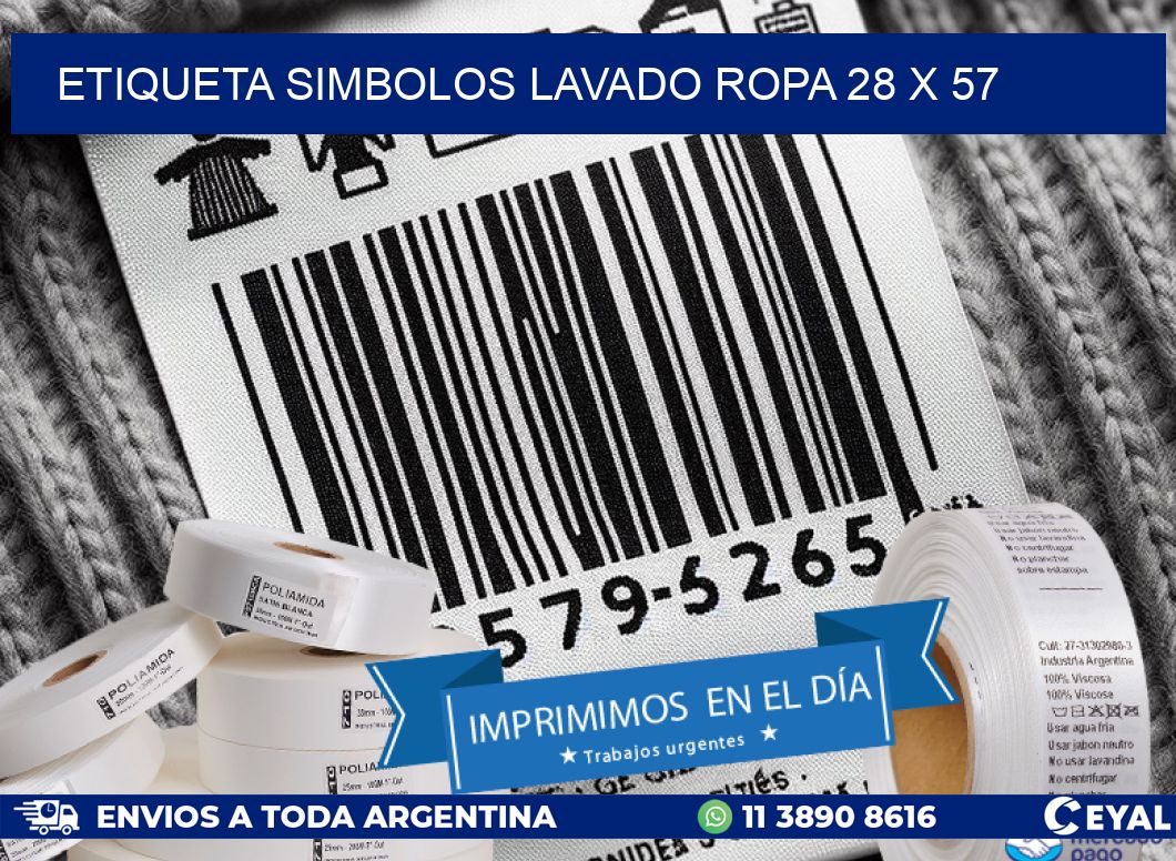 ETIQUETA SIMBOLOS LAVADO ROPA 28 x 57