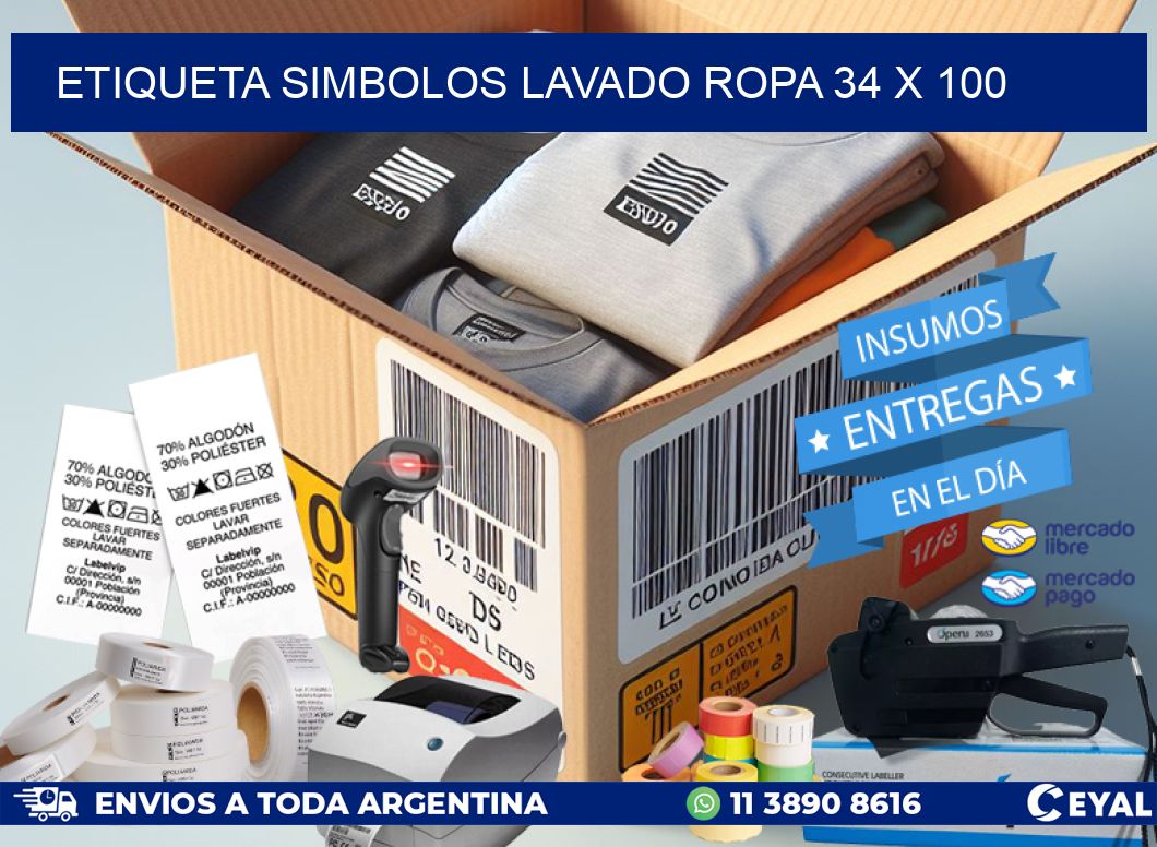 ETIQUETA SIMBOLOS LAVADO ROPA 34 x 100