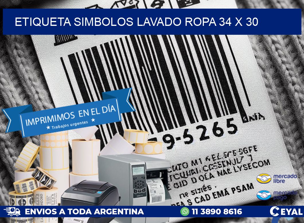 ETIQUETA SIMBOLOS LAVADO ROPA 34 x 30