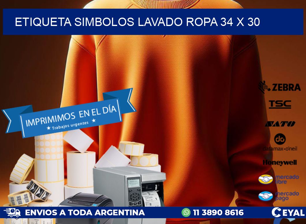 ETIQUETA SIMBOLOS LAVADO ROPA 34 x 30