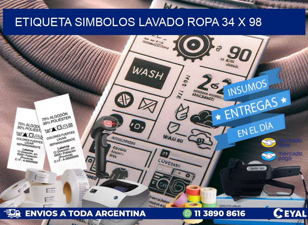 ETIQUETA SIMBOLOS LAVADO ROPA 34 x 98