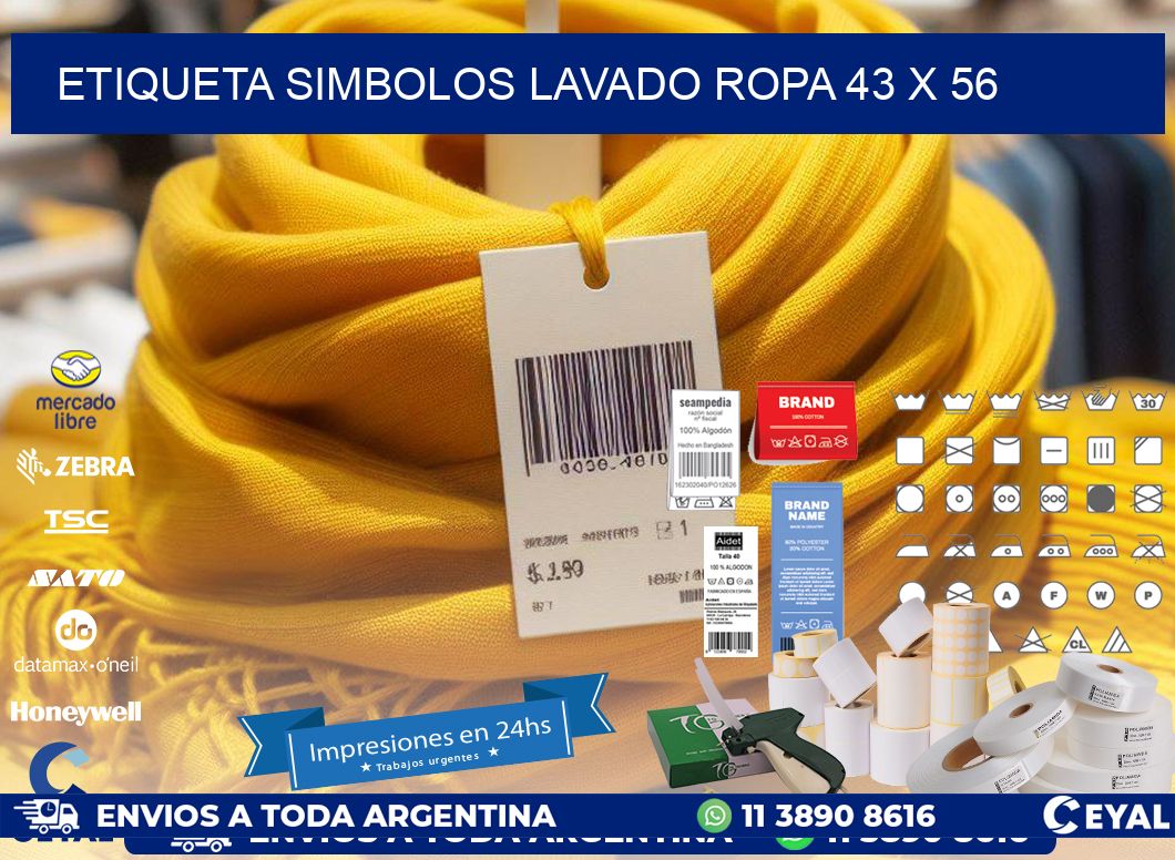 ETIQUETA SIMBOLOS LAVADO ROPA 43 x 56
