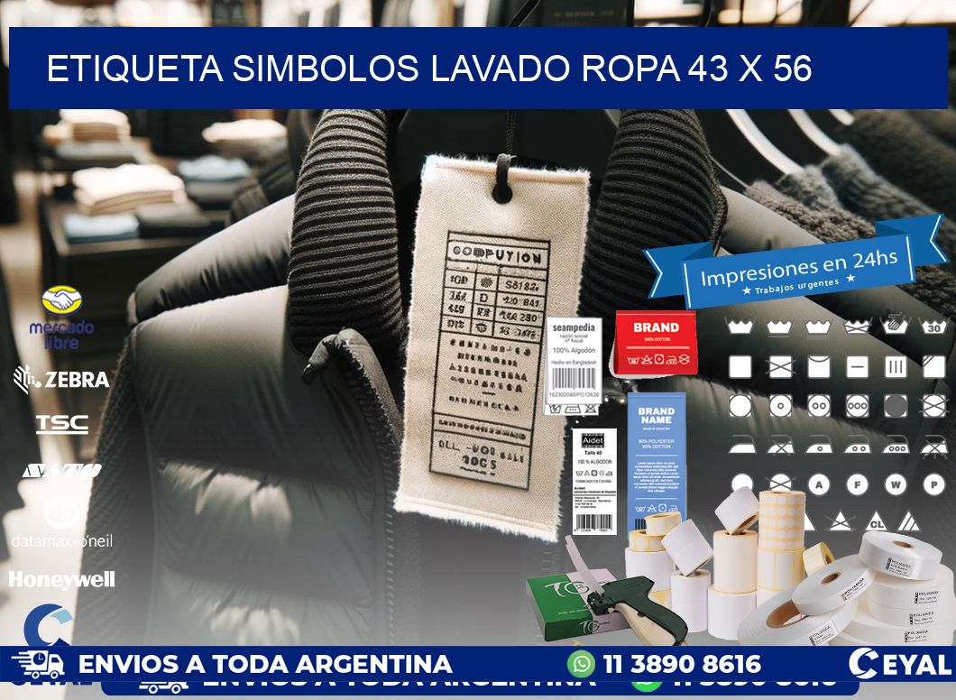 ETIQUETA SIMBOLOS LAVADO ROPA 43 x 56