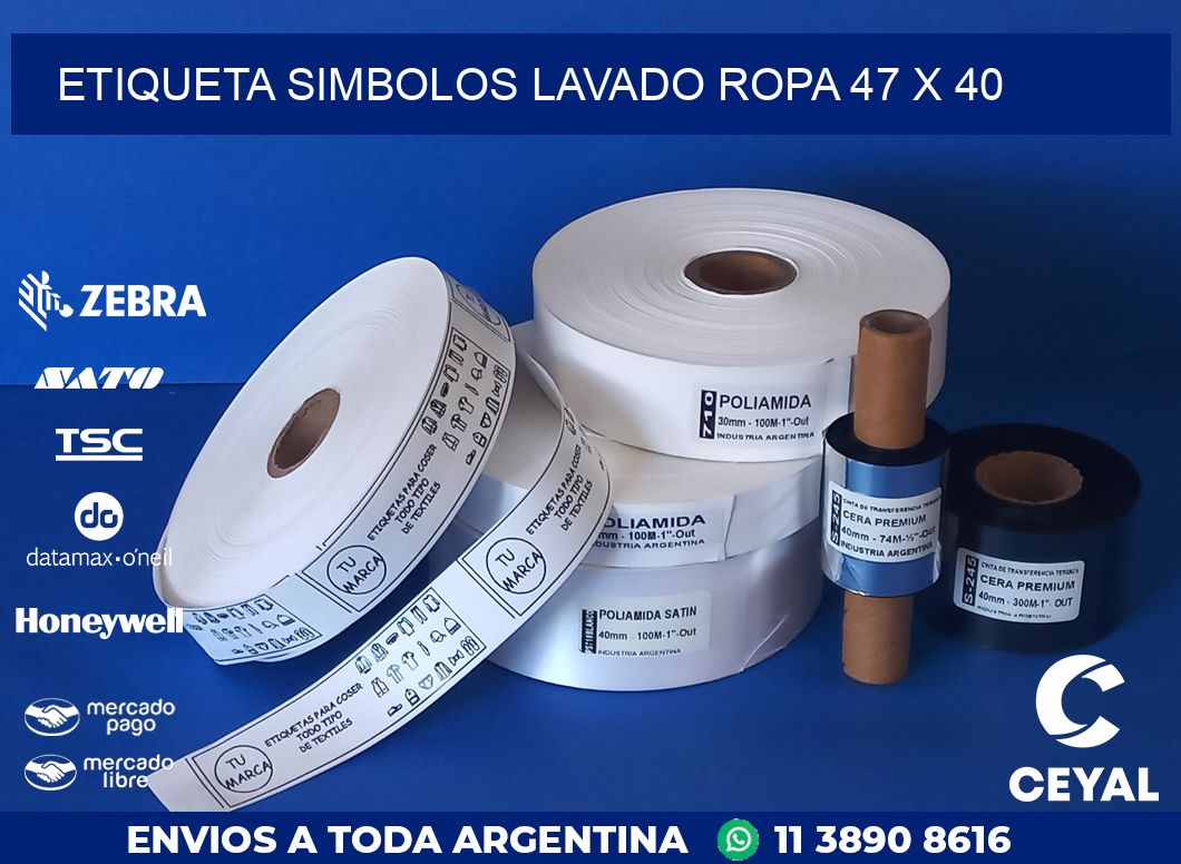 ETIQUETA SIMBOLOS LAVADO ROPA 47 x 40