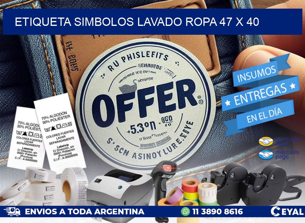 ETIQUETA SIMBOLOS LAVADO ROPA 47 x 40