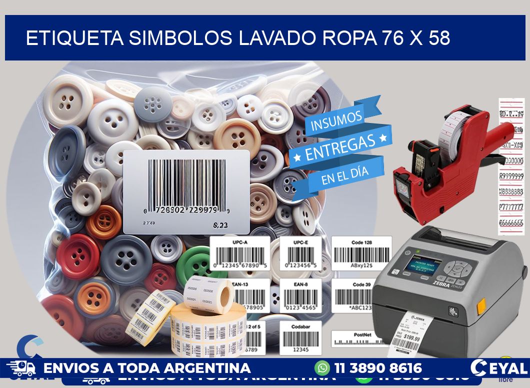 ETIQUETA SIMBOLOS LAVADO ROPA 76 x 58