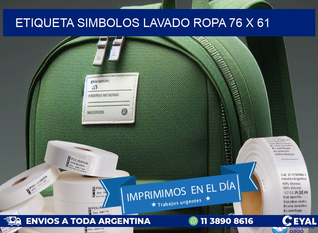ETIQUETA SIMBOLOS LAVADO ROPA 76 x 61