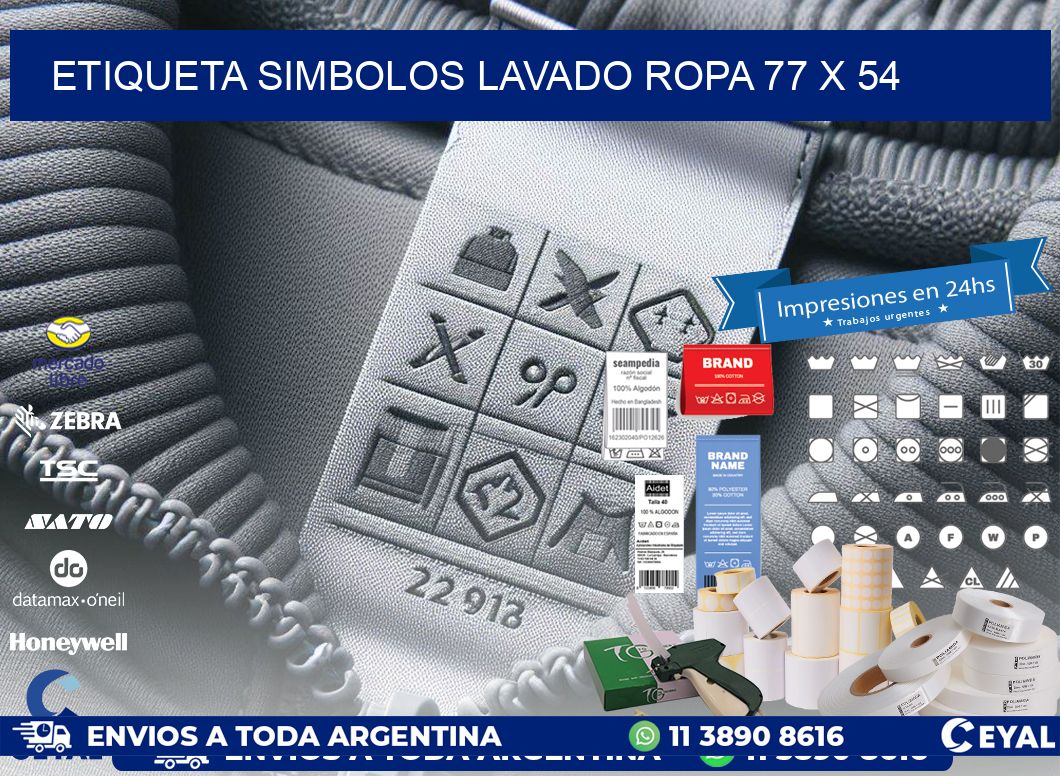 ETIQUETA SIMBOLOS LAVADO ROPA 77 x 54