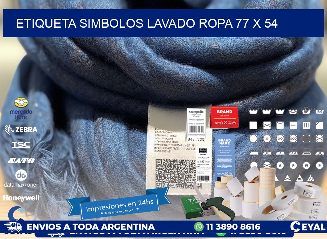 ETIQUETA SIMBOLOS LAVADO ROPA 77 x 54