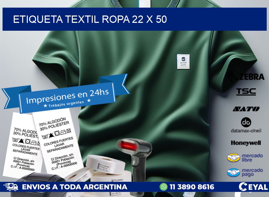 ETIQUETA TEXTIL ROPA 22 x 50