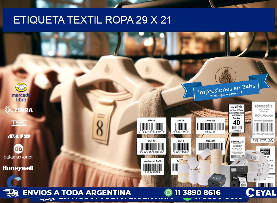 ETIQUETA TEXTIL ROPA 29 x 21
