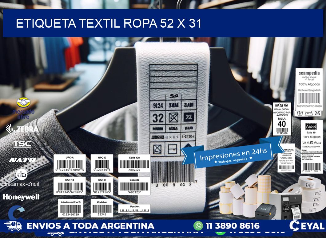 ETIQUETA TEXTIL ROPA 52 x 31