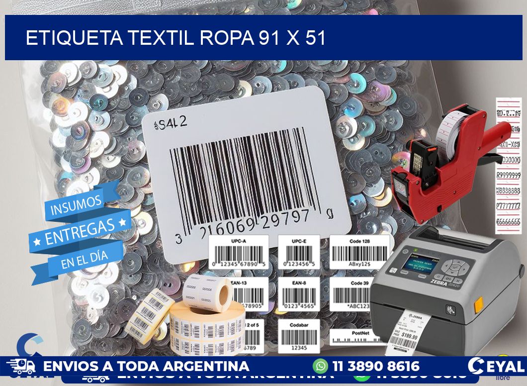 ETIQUETA TEXTIL ROPA 91 x 51