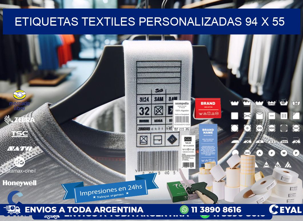 ETIQUETAS TEXTILES PERSONALIZADAS 94 x 55