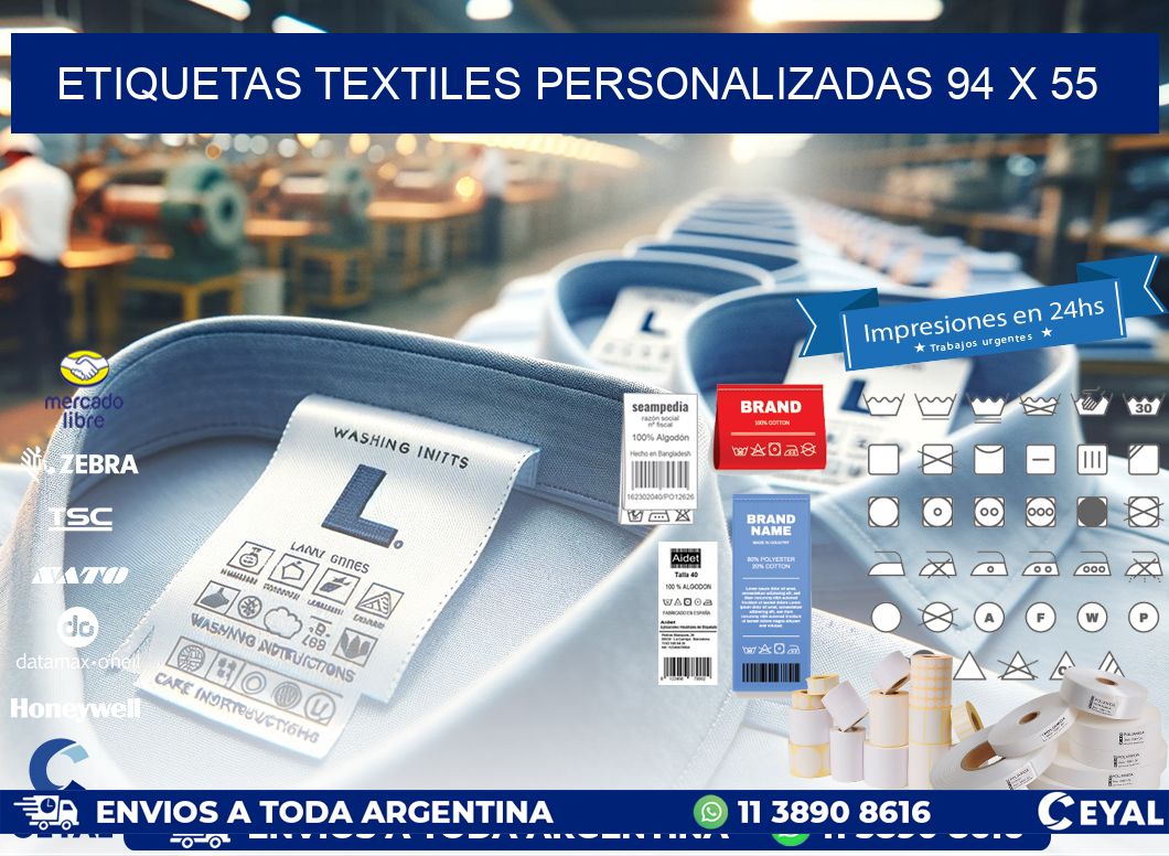 ETIQUETAS TEXTILES PERSONALIZADAS 94 x 55
