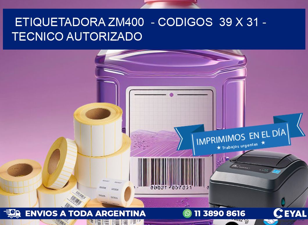 ETIQUETADORA ZM400  - CODIGOS  39 x 31 - TECNICO AUTORIZADO