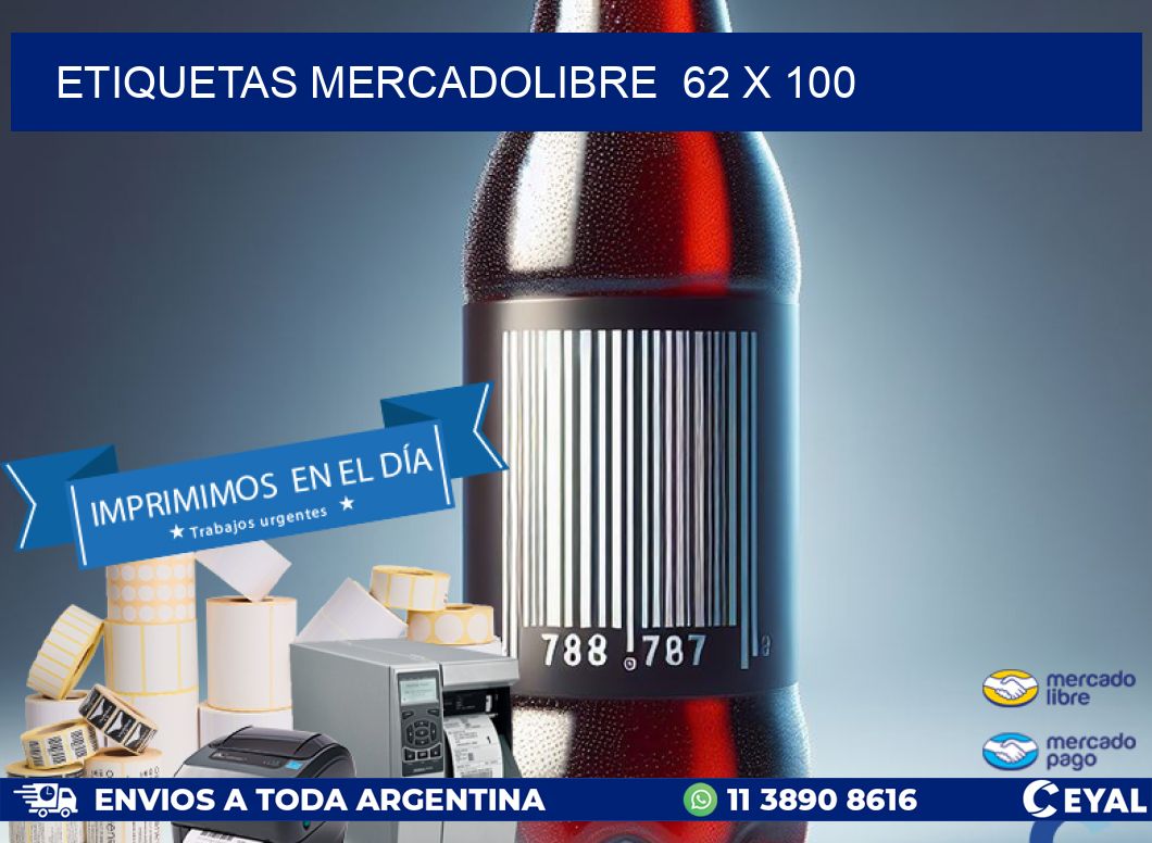 ETIQUETAS MERCADOLIBRE 62 x 100