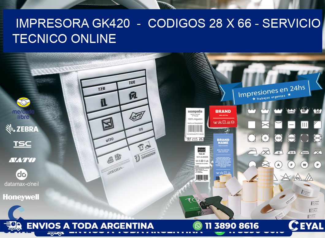 IMPRESORA GK420  -  CODIGOS 28 x 66 - SERVICIO TECNICO ONLINE