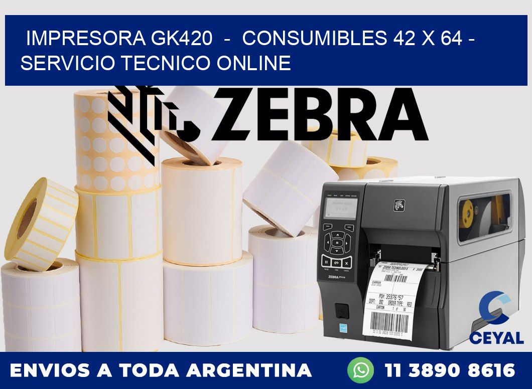 IMPRESORA GK420  -  CONSUMIBLES 42 x 64 - SERVICIO TECNICO ONLINE