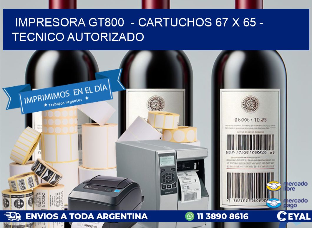 IMPRESORA GT800  – CARTUCHOS 67 x 65 – TECNICO AUTORIZADO