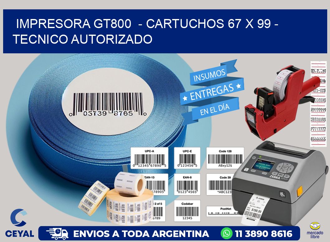 IMPRESORA GT800 - CARTUCHOS 67 x 99 - TECNICO AUTORIZADO