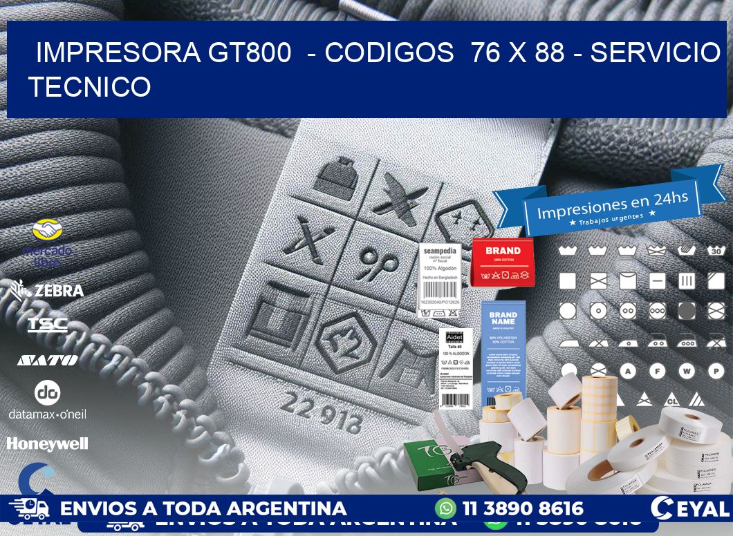 IMPRESORA GT800  - CODIGOS  76 x 88 - SERVICIO TECNICO