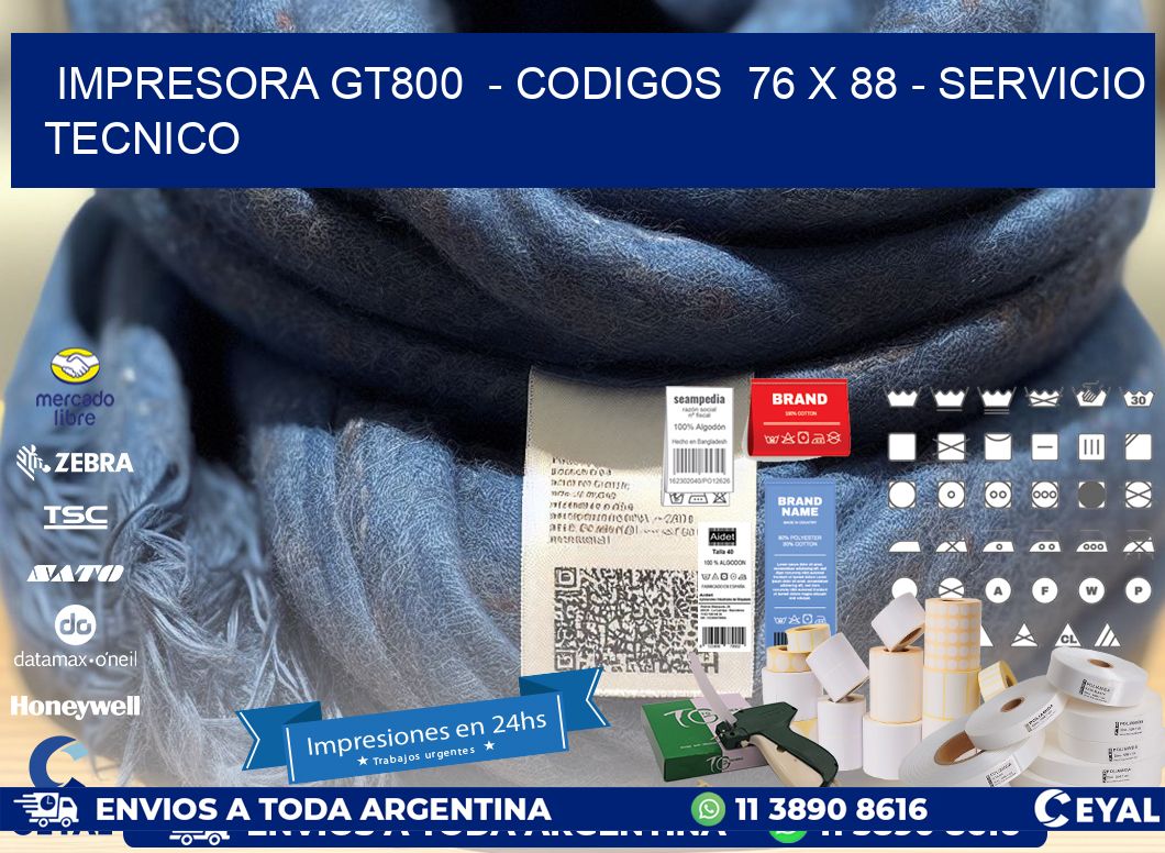 IMPRESORA GT800  - CODIGOS  76 x 88 - SERVICIO TECNICO