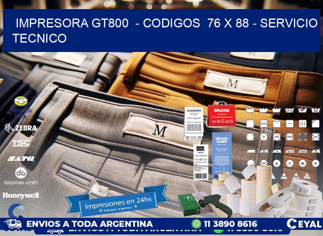 IMPRESORA GT800  - CODIGOS  76 x 88 - SERVICIO TECNICO