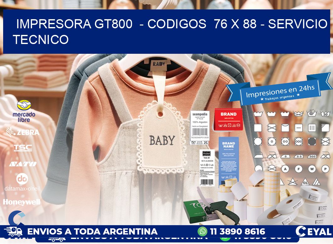 IMPRESORA GT800  – CODIGOS  76 x 88 – SERVICIO TECNICO
