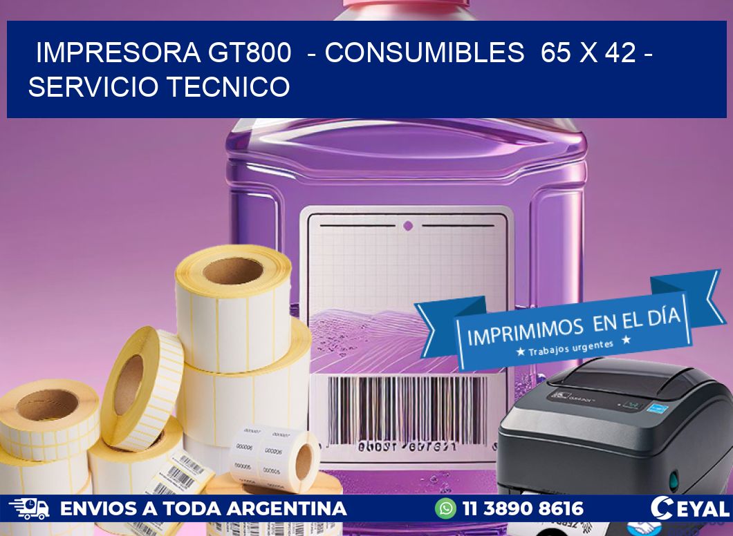 IMPRESORA GT800  - CONSUMIBLES  65 x 42 - SERVICIO TECNICO