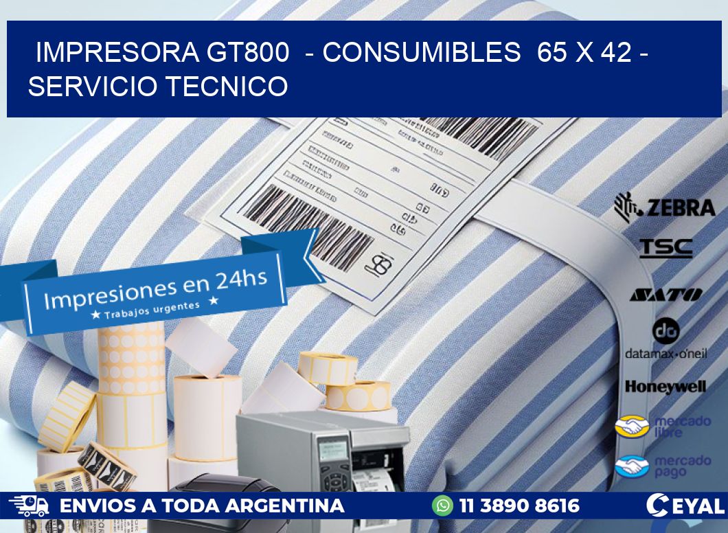 IMPRESORA GT800  - CONSUMIBLES  65 x 42 - SERVICIO TECNICO