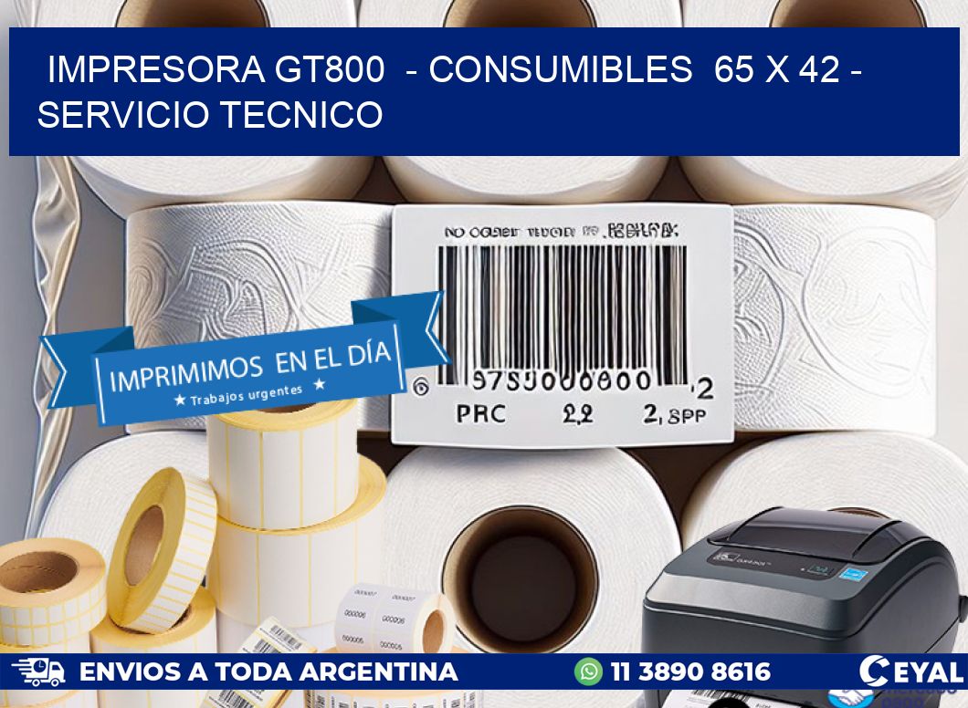 IMPRESORA GT800  – CONSUMIBLES  65 x 42 – SERVICIO TECNICO