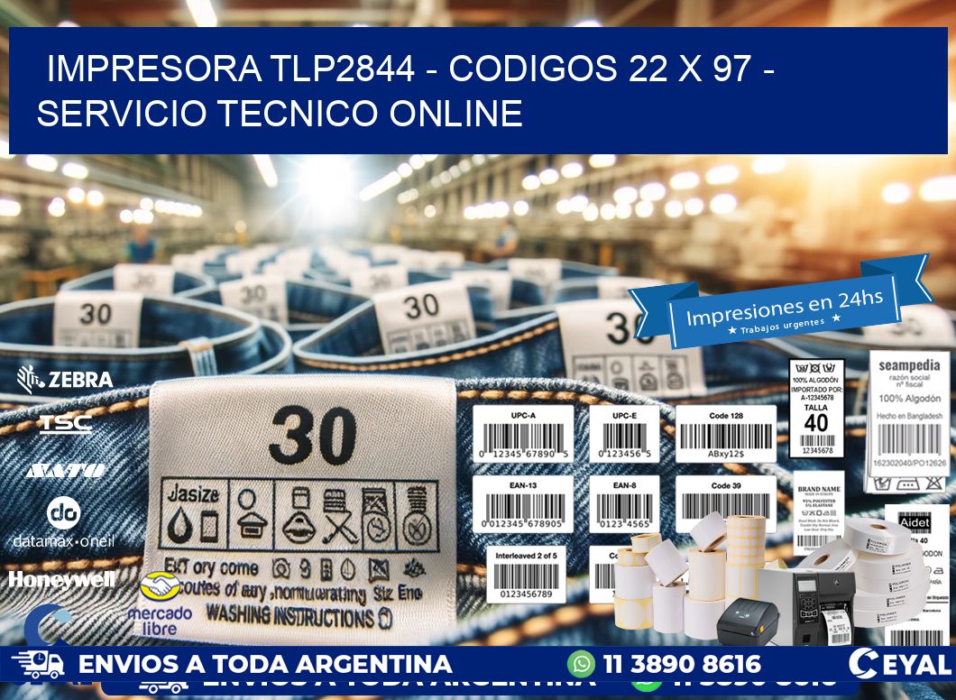 IMPRESORA TLP2844 - CODIGOS 22 x 97 - SERVICIO TECNICO ONLINE