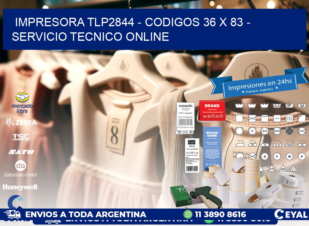 IMPRESORA TLP2844 - CODIGOS 36 x 83 - SERVICIO TECNICO ONLINE