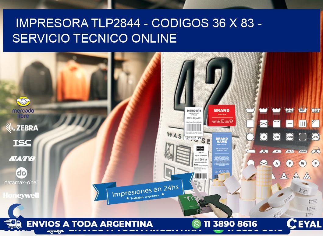 IMPRESORA TLP2844 - CODIGOS 36 x 83 - SERVICIO TECNICO ONLINE