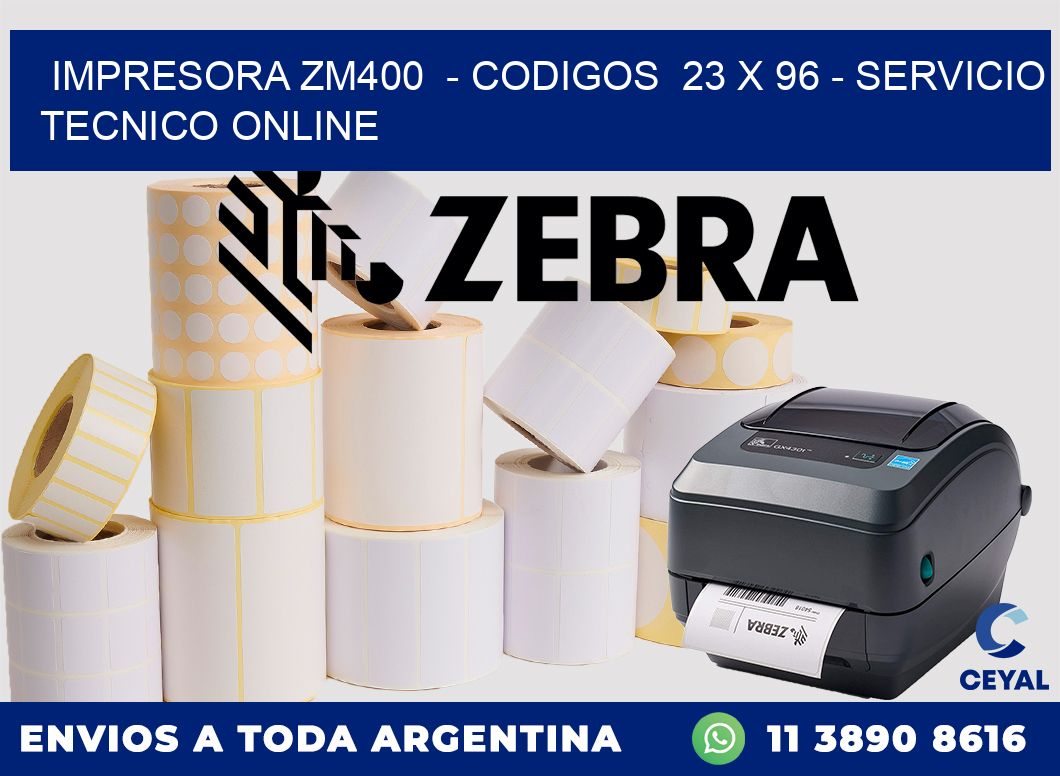 IMPRESORA ZM400  - CODIGOS  23 x 96 - SERVICIO TECNICO ONLINE