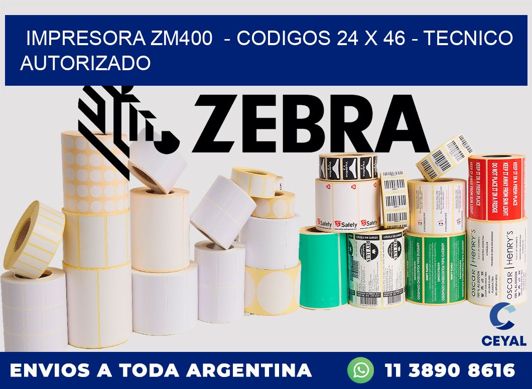IMPRESORA ZM400  - CODIGOS 24 x 46 - TECNICO AUTORIZADO