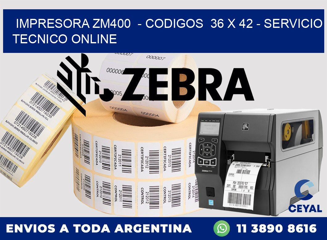 IMPRESORA ZM400  - CODIGOS  36 x 42 - SERVICIO TECNICO ONLINE