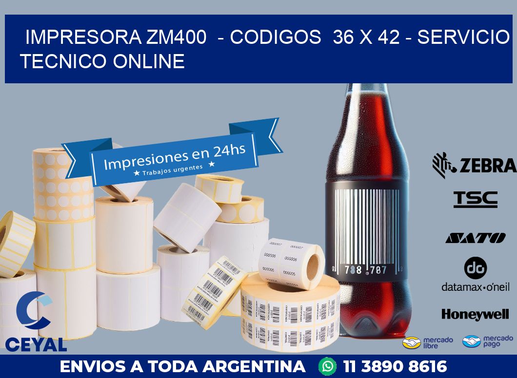 IMPRESORA ZM400  – CODIGOS  36 x 42 – SERVICIO TECNICO ONLINE