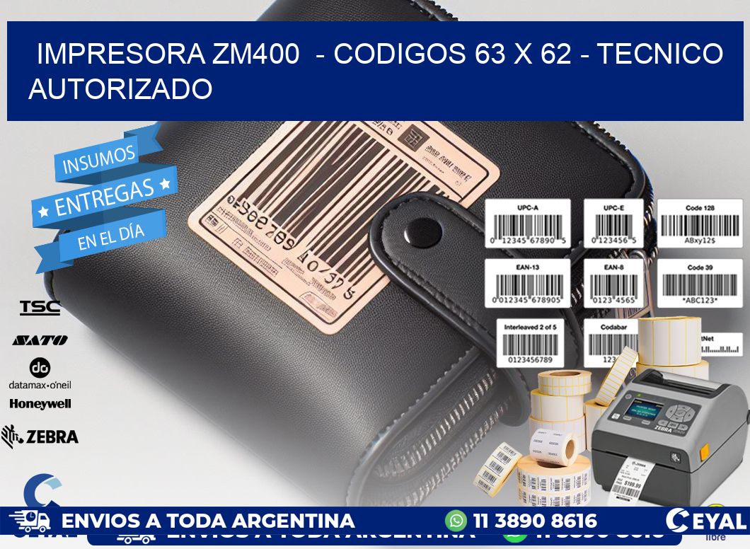IMPRESORA ZM400  - CODIGOS 63 x 62 - TECNICO AUTORIZADO