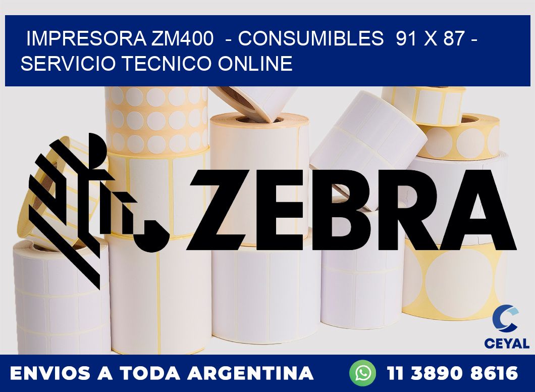 IMPRESORA ZM400  - CONSUMIBLES  91 x 87 - SERVICIO TECNICO ONLINE