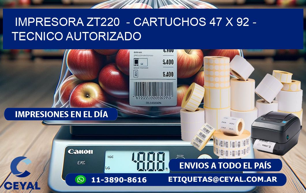 IMPRESORA ZT220  - CARTUCHOS 47 x 92 - TECNICO AUTORIZADO
