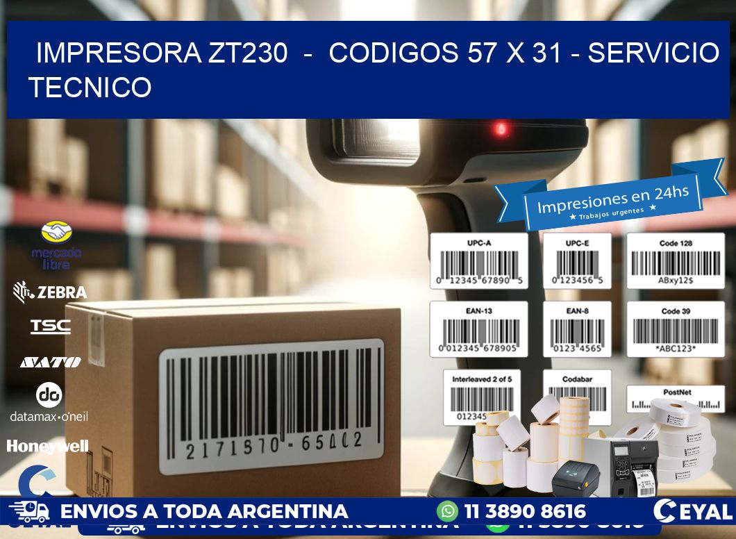 IMPRESORA ZT230 - CODIGOS 57 x 31 - SERVICIO TECNICO