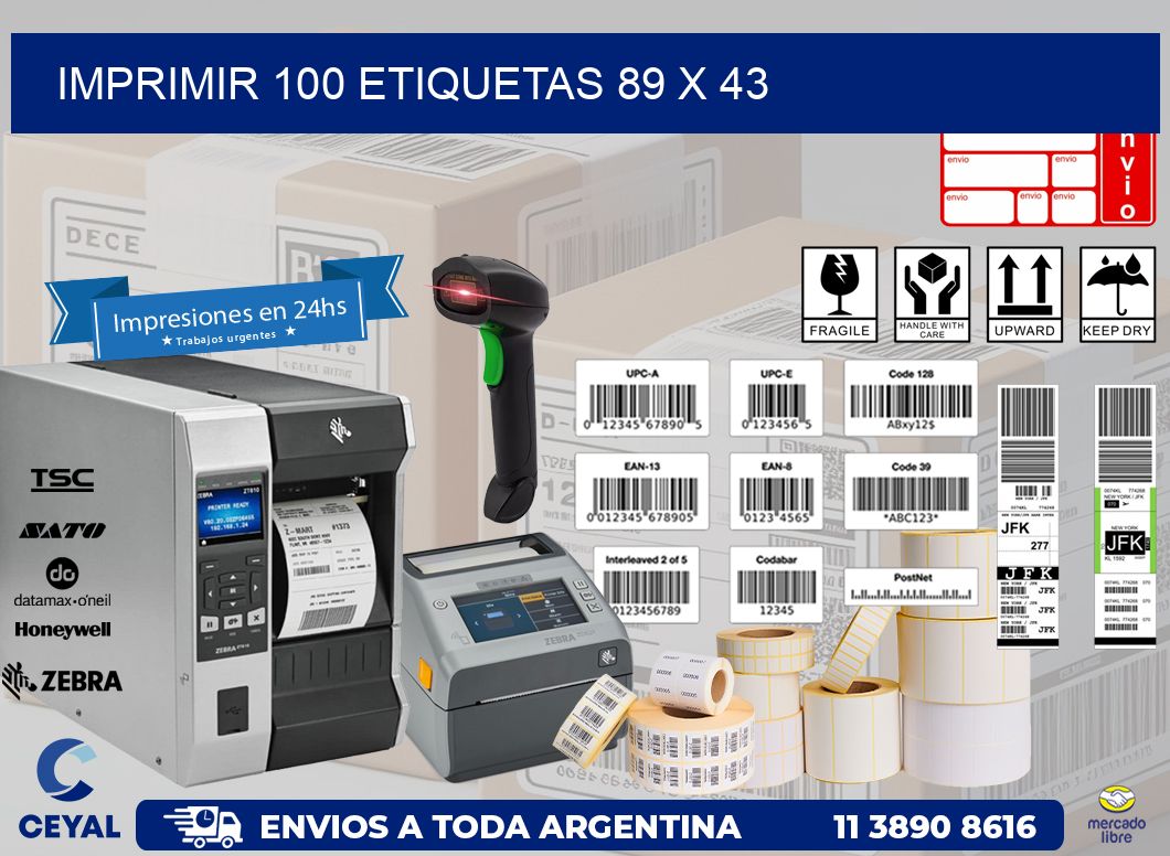 IMPRIMIR 100 ETIQUETAS 89 x 43