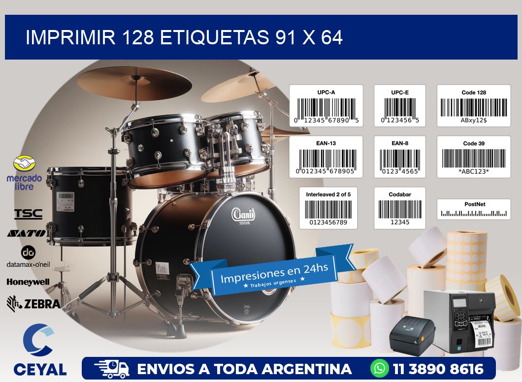 IMPRIMIR 128 ETIQUETAS 91 x 64