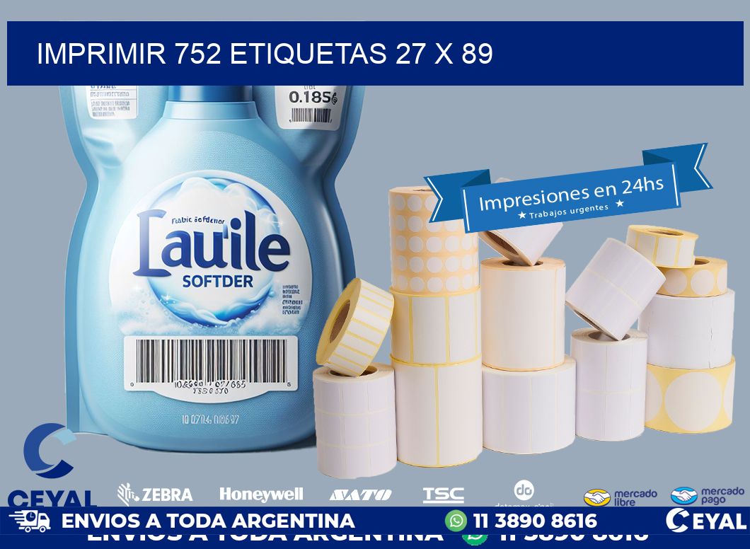 IMPRIMIR 752 ETIQUETAS 27 x 89