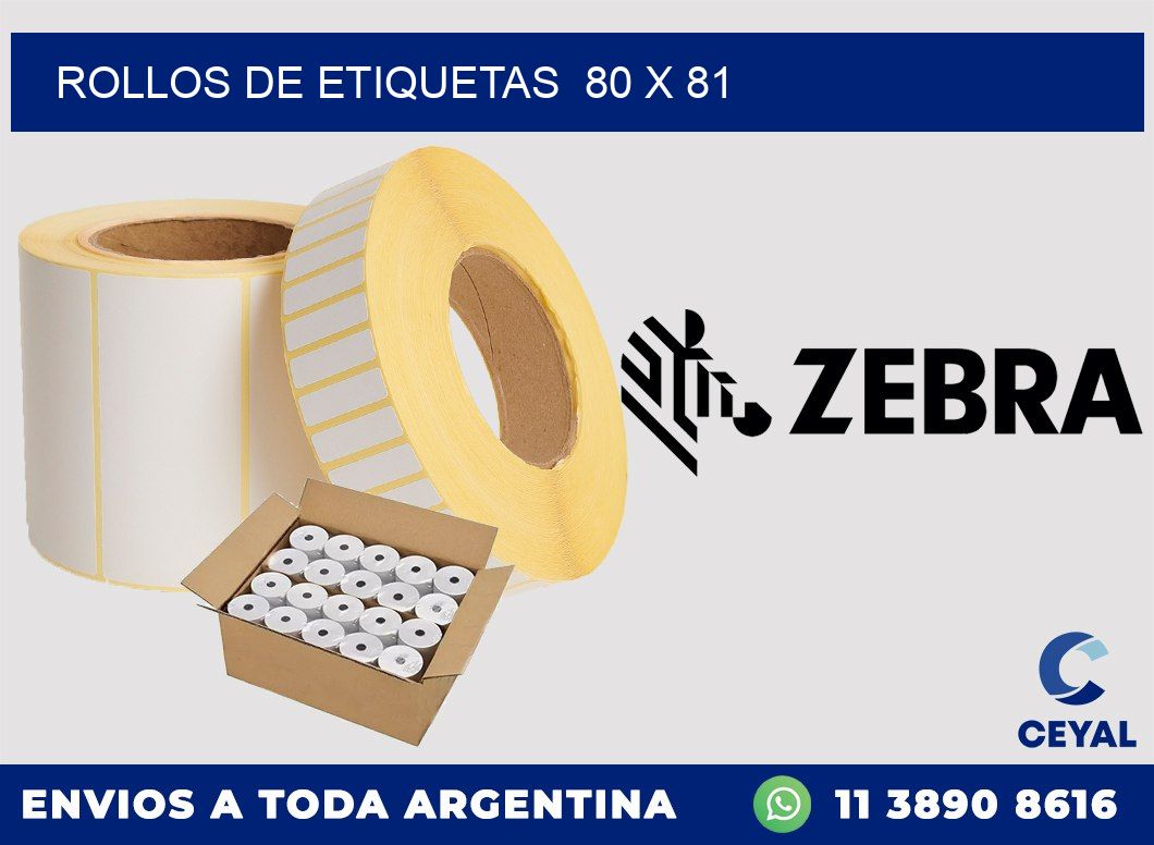 ROLLOS DE ETIQUETAS  80 x 81