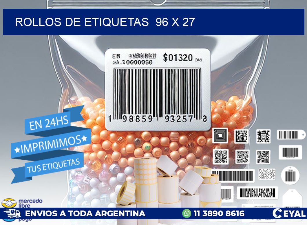 ROLLOS DE ETIQUETAS  96 x 27